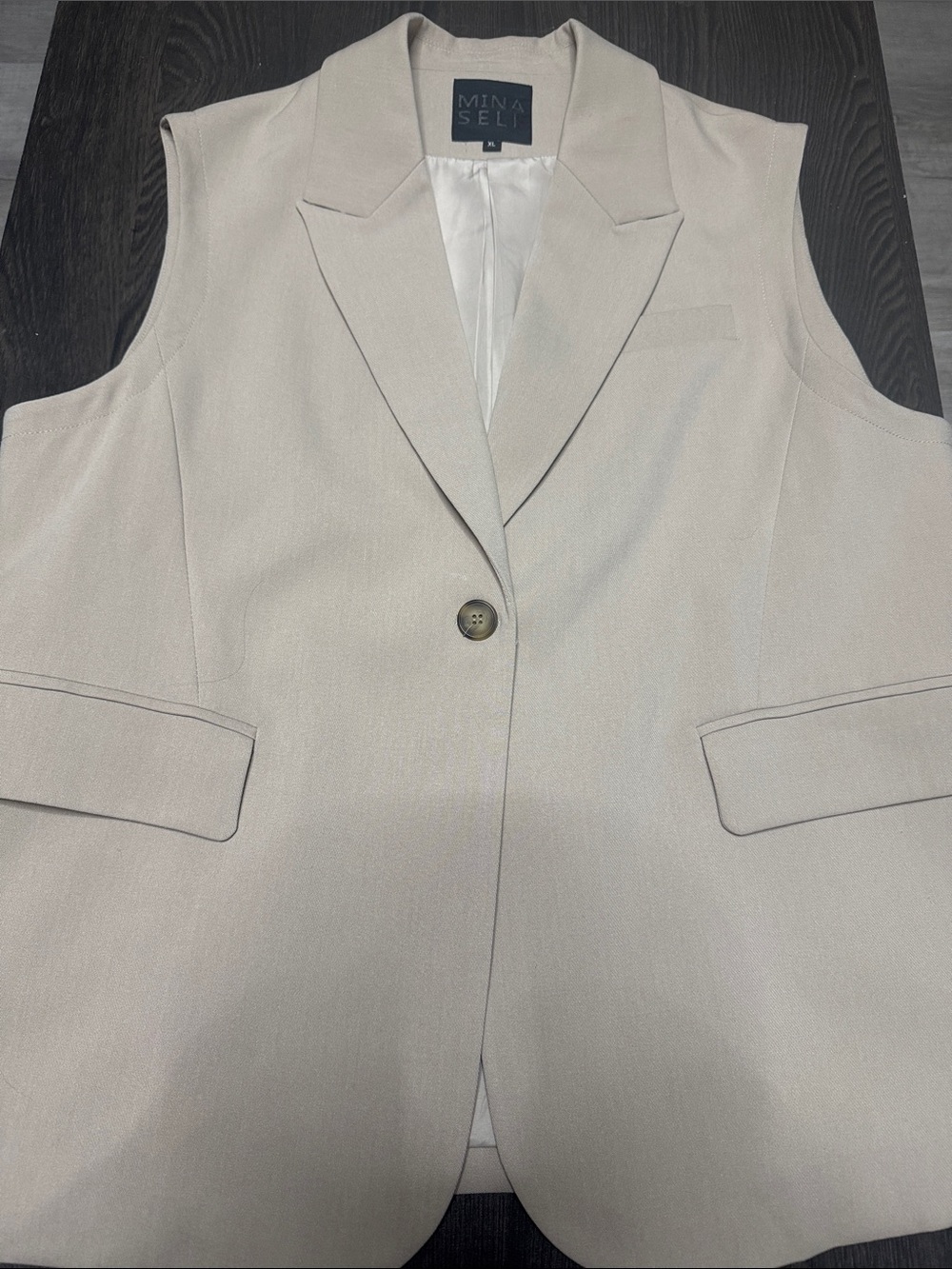 Mina self  Beige Sleeveless Blazer